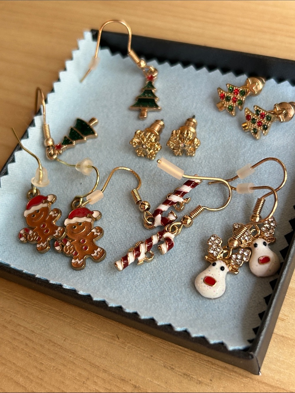 6 pairs - tiny Christmas earrings